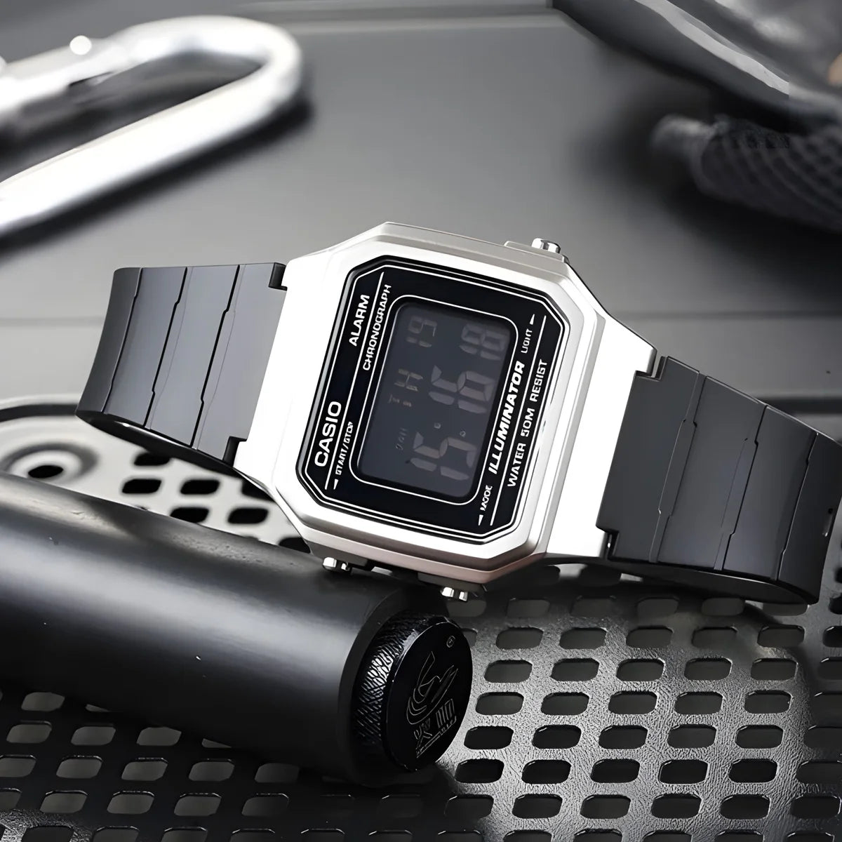 Casio W-217H digital watch with square display and everyday design