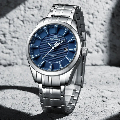 Montre NAVIFORCE de luxe pour homme, montre-bracelet étanche à quartz lumineuse en acier inoxydable, montres à la mode pour hommes