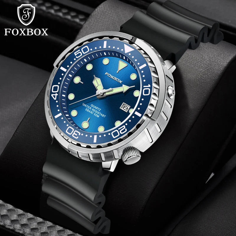2026 LIGE Montres de mode pour hommes Foxbox Top Marque Luxe 5ATM Sports Étanche Montre Homme Quartz Date Horloge Lumineuse+Boîte