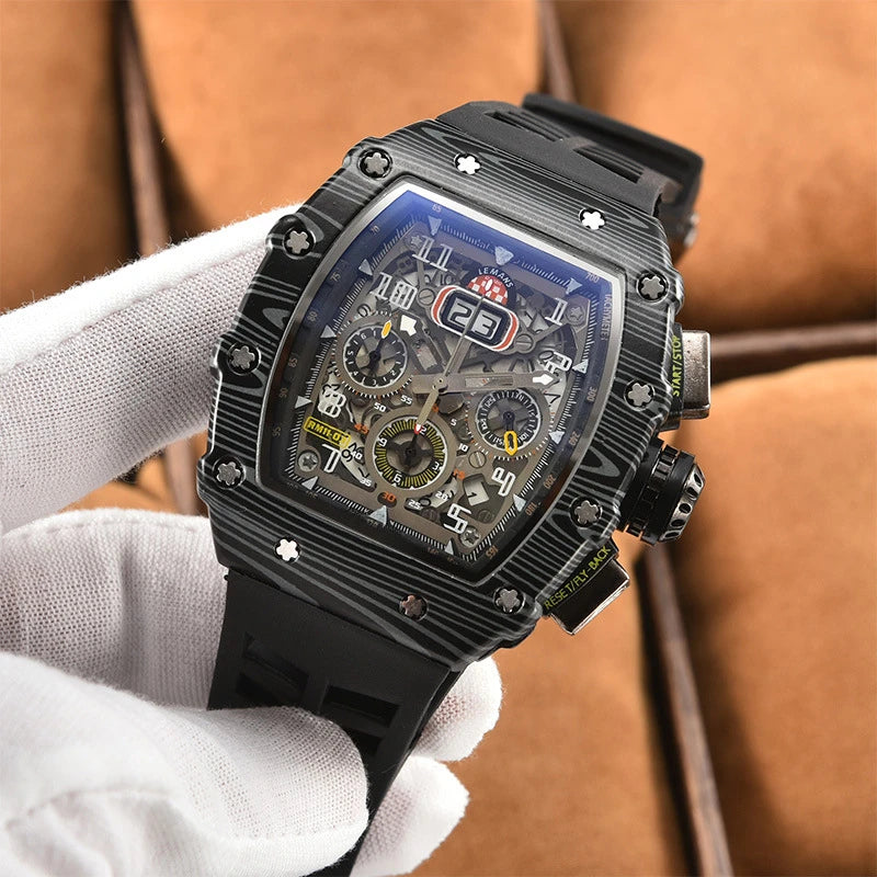 Nouvelle génération de montre de sport creuse, design professionnel, montre moderne, mécanisme sportif, mouvement à quartz, petits trois disques, montre artisanale