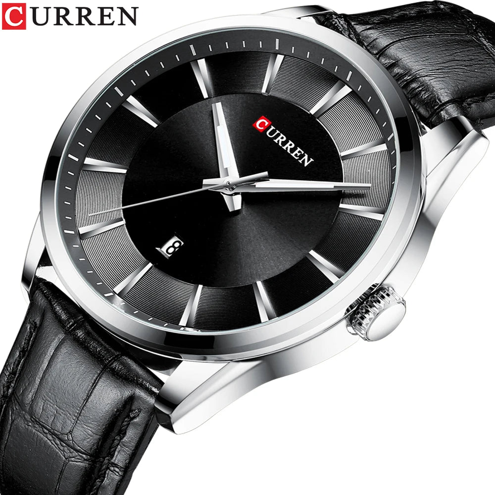 Montres CURREN à Quartz pour Hommes, Bracelet en Cuir, Montres-Bracelets Masculines, Marque de Luxe, Horloge d'affaires pour Hommes, 45 mm, Reloj Hombres