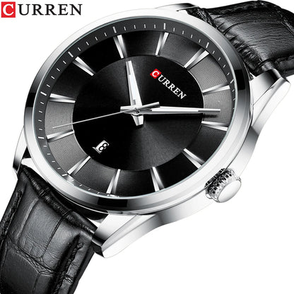 Montres CURREN à Quartz pour Hommes, Bracelet en Cuir, Montres-Bracelets Masculines, Marque de Luxe, Horloge d'affaires pour Hommes, 45 mm, Reloj Hombres