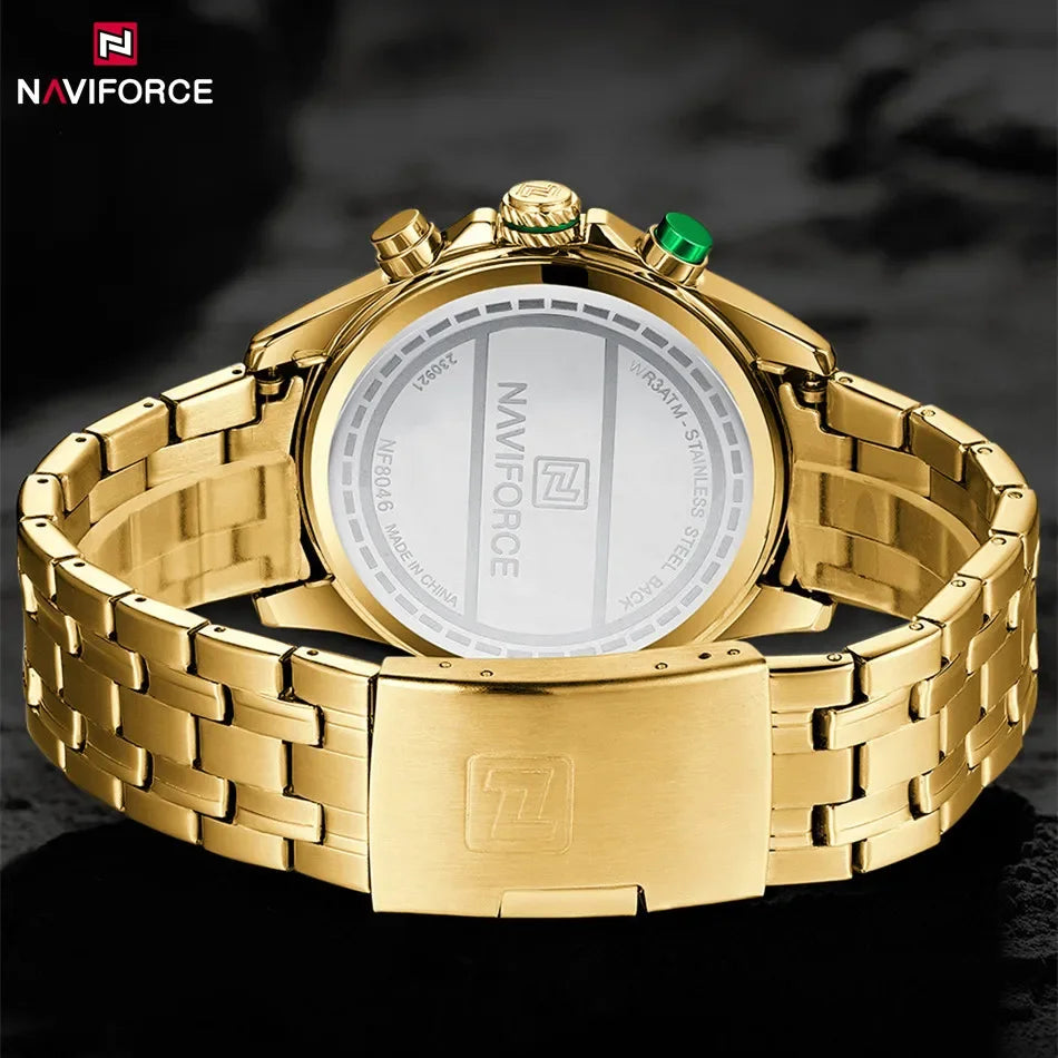 NAVIFORCE NF8046  Watch Business Luminous Waterproof Stainless Steel Strap Chronograph Quartz Wristwatch