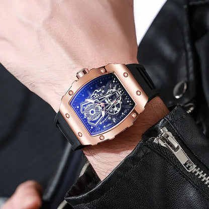 1/2 Montres homme tendance Montre de luxe à grand cadran à quartz Montre de sport décontractée à bracelet en silicone Reloj Hombre (sans boîte)