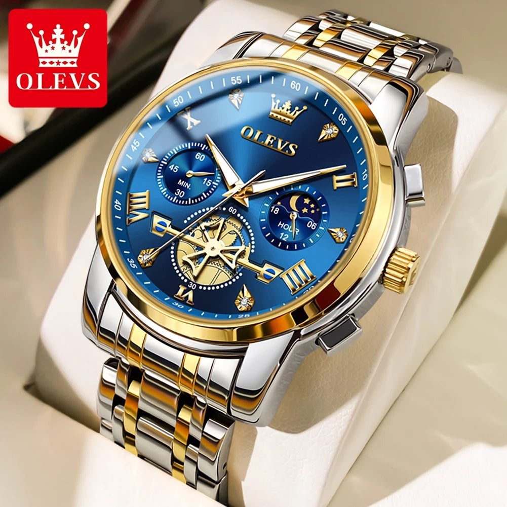 OLEVS Classic Multifunctional Flywheel Moon Phase Watch