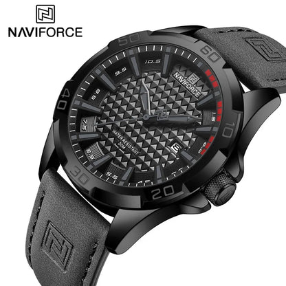 Montre à quartz pour hommes NAVIFORCE de grande marque, Sportive, antichoc, étanche, en cuir, masculine, mode de luxe, décontractée avec calendrier