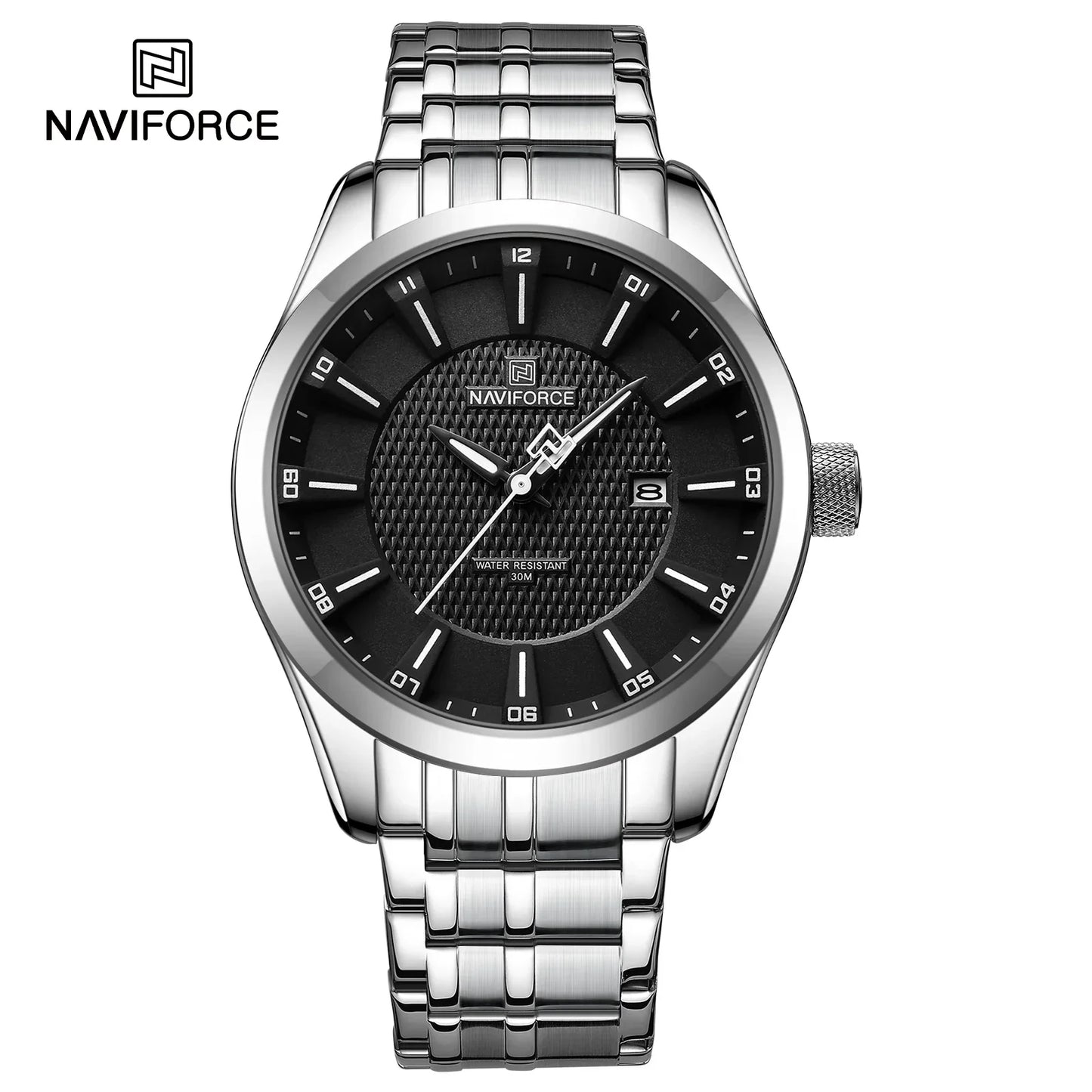 Montre NAVIFORCE de luxe pour homme, montre-bracelet étanche à quartz lumineuse en acier inoxydable, montres à la mode pour hommes