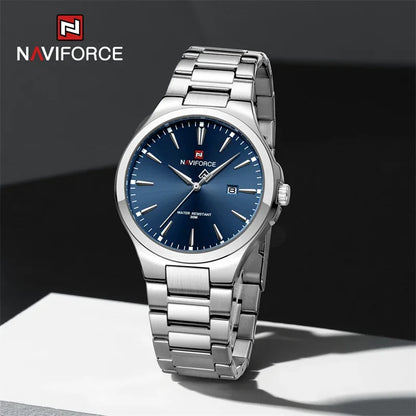 NAVIFORCE NF9214 Montres pour hommes tendance au design original en acier inoxydable, calendrier simple, étanche, Relogio Masculino