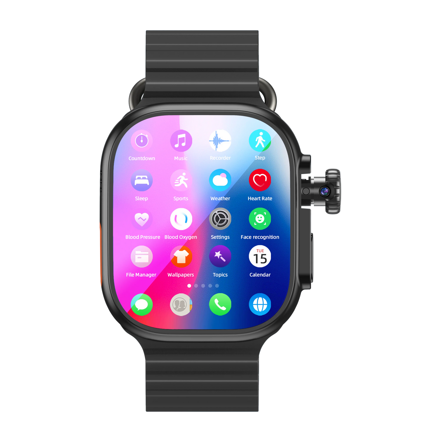 DW200 Montre Intelligente Homme WIFI Touch ID NFC Infrarouge avec Caméra Rotative, Déverrouillage par Empreinte Digitale, Fente pour Carte SIM Tactile, Appel Vidéo
