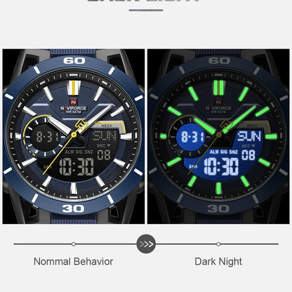 Montre NAVIFORCE Homme Étanche 5ATM Double Fuseau Horaire Mode Sport Compte à rebours Alarme Chronographe Montre-bracelet Homme Chronographe Réveil