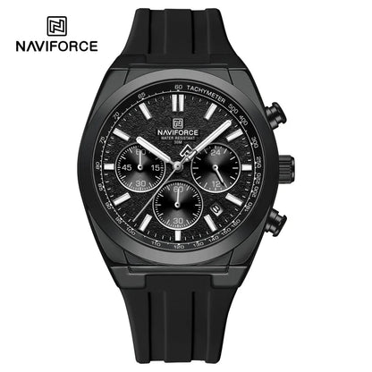 NAVIFORCE Montres Homme Chronographe Multifonctionnel Bracelet en Silicone Aiguilles Lumineuses Étanche 3ATM Haute Qualité Original pour Homme