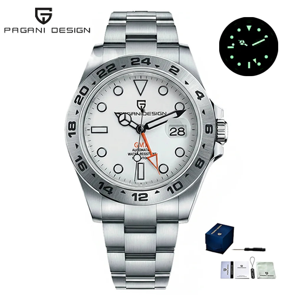 Pagani Design 2026 Nouvelle montre de plongée pour homme 42 mm saphir automatique mécanique GMT 100 m étanche PD1682