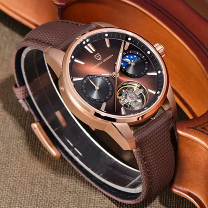 Montre de luxe automatique ChronoState YS021 Imperial Tourbillon avec bracelet en cuir