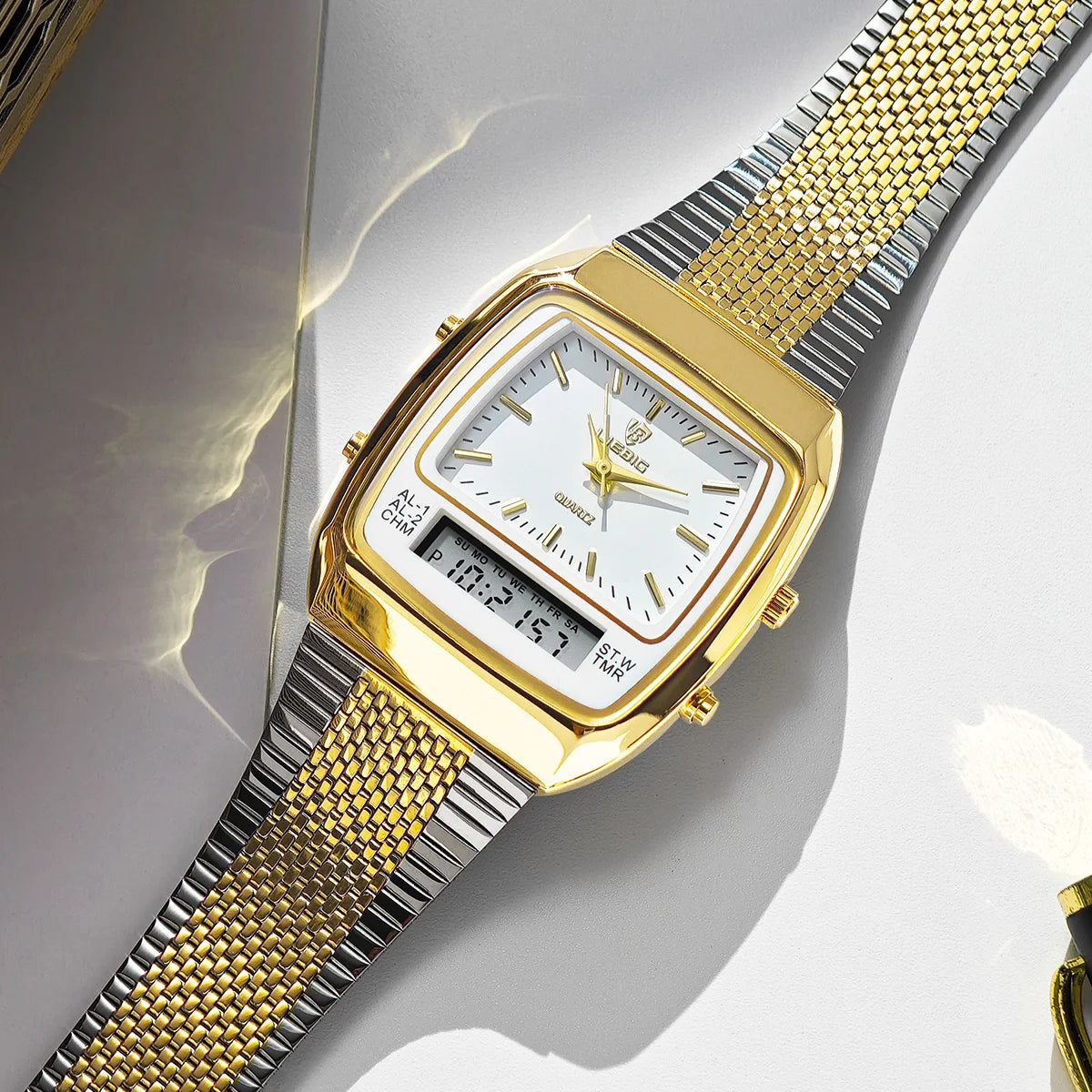 LIEBIG Luxury Dual Display Time Quartz Watches For Men Women Fashion Outdoor Sports Week Waterproof Digital Wristwatches Relojes