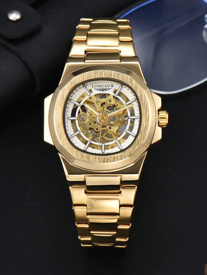 Men automatic watch luxury mechanical watches waterproof business skeleton wholesale stainless steel gift man watch