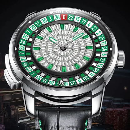 BONEST GATTI Men Automatic Watches European Button Roulette Fun Game Sapphire Glass Mechanical Watch Diamond Dial Men's Watch