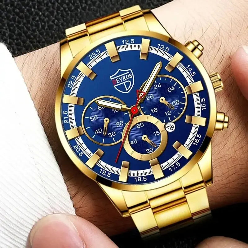 Montre Bracelet Homme Mode Affaires Acier Inoxydable Quartz Calendrier Date Décontractée Sport Lumineuse