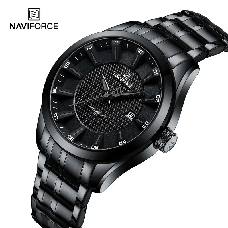 Montre NAVIFORCE Homme de Marque Haut de Gamme Étanche Quartz Business Décontractée Montres-bracelets Bracelet Acier Inoxydable Date Horloge Relogio Masculino