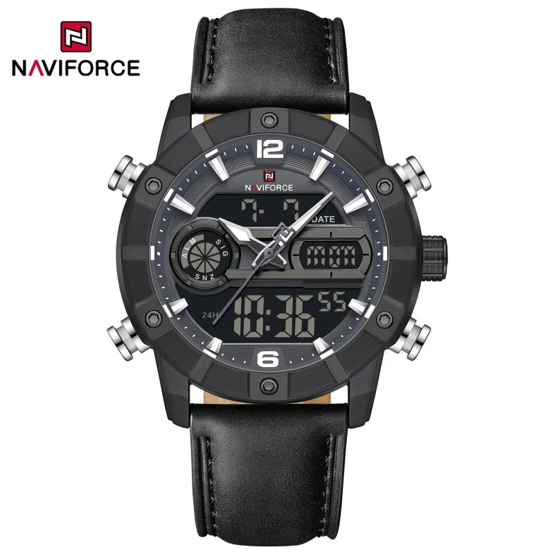 NAVIFORCE NF9263 Chronograph Genuine Leather Strap Watch