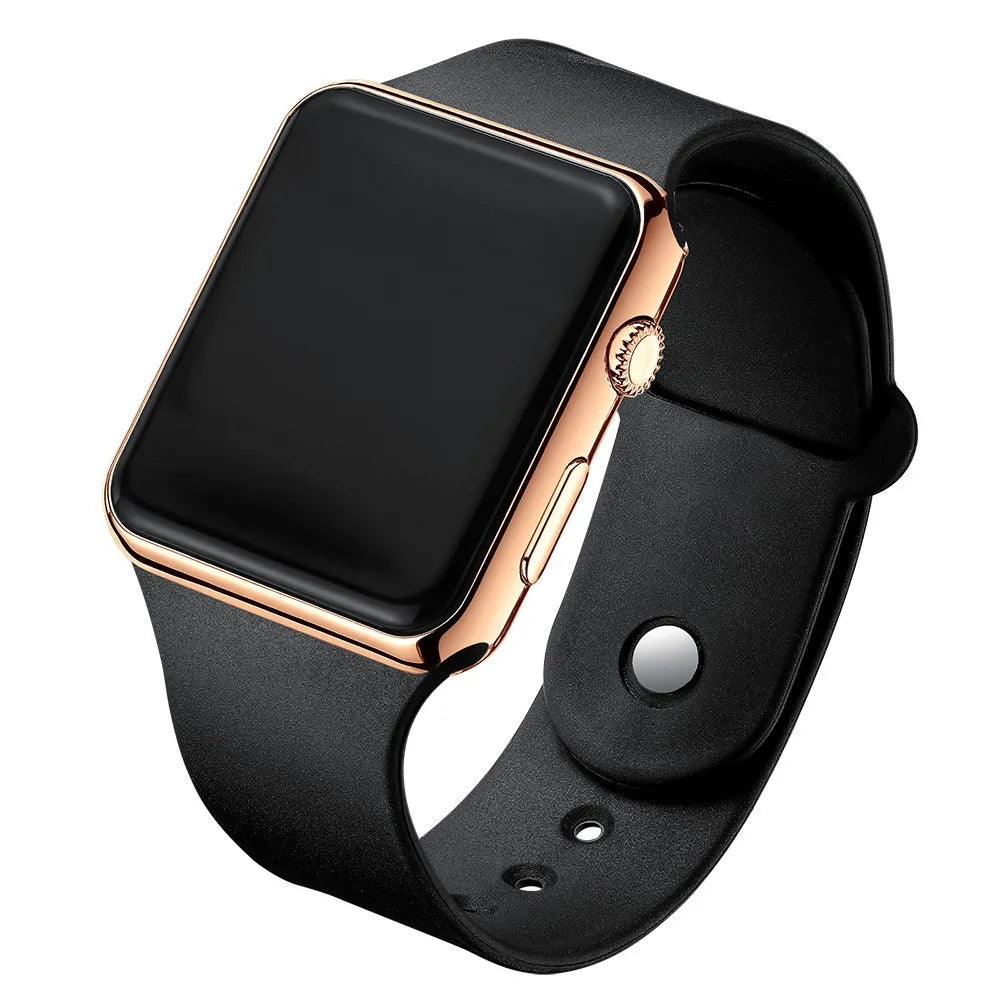 Montre numérique simple pour hommes femmes Mode sport Montre électronique LED Bracelet en silicone noir Montre décontractée pour hommes Reloj Hombre