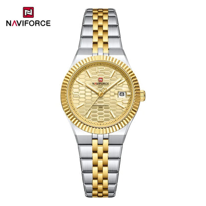 NAVIFORCE Montre de sport pour femmes, haute qualité, étanche, en acier inoxydable, horloge romantique, montre-bracelet à quartz pour dames, Reloj Mujer