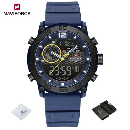 NAVIFORCE Nouvelle Montre-bracelet de Sport Multifonctionnelle pour Hommes, Légère, à Quartz, avec Chronomètre, Double Affichage de l'Heure et Lumière Nocturne, pour Garçons