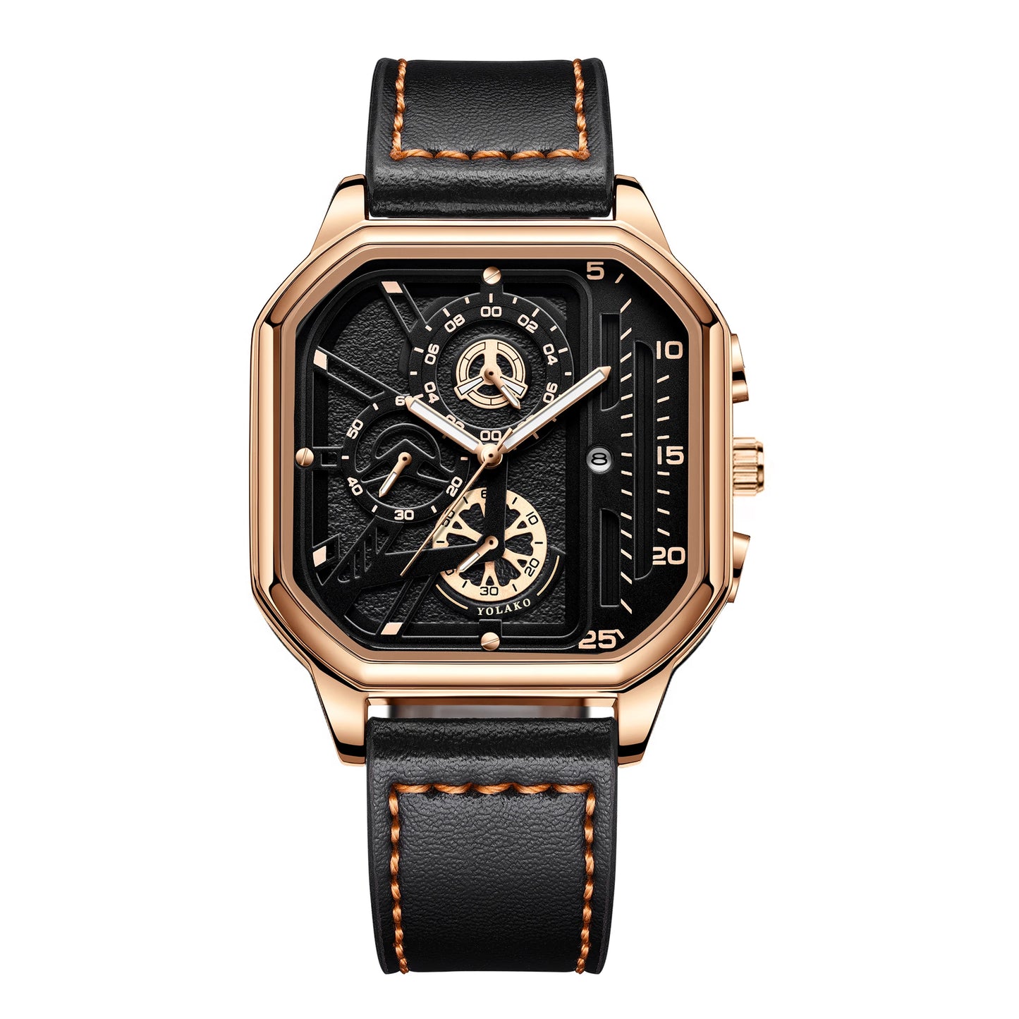 Big Dial Square Watch with PU Leather Strap 42mm 9mm Thickness