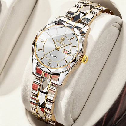 BINBONG Montres Femme Luxe Mode Dames Montre à Quartz Étanche Lumineuse Date Acier Inoxydable Montre-Bracelet Cadeau Petite Amie Amoureux