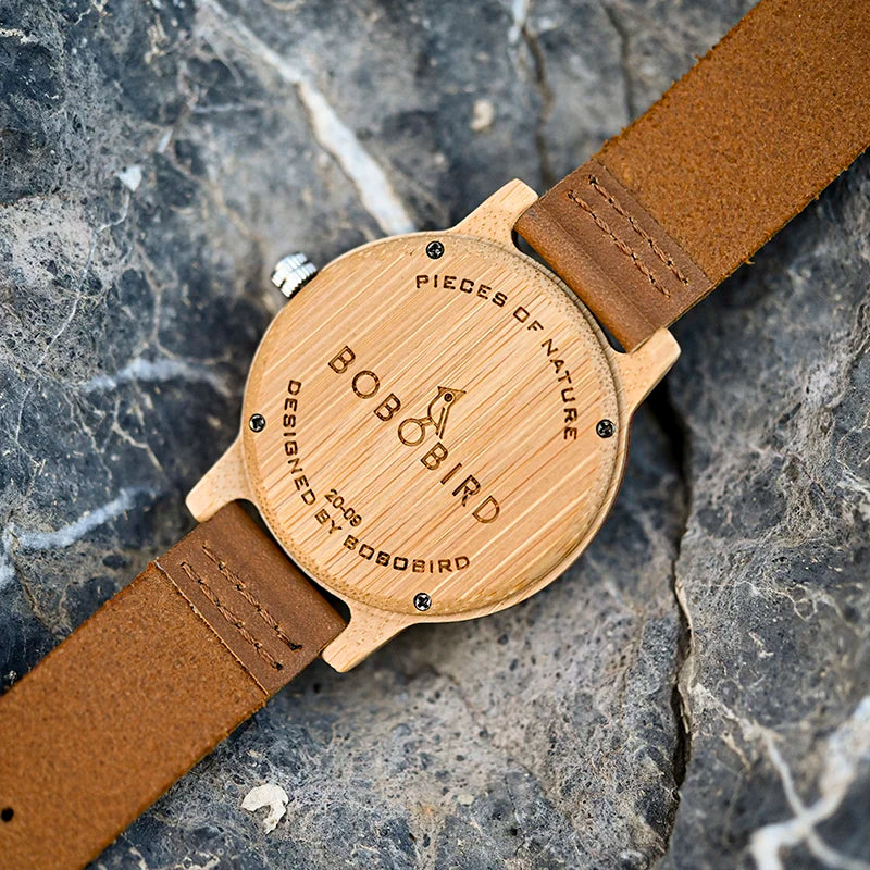 BOBO BIRD Montres en bois de bambou Homme Top Luxe Personnalité Montre-bracelet pour Lui Cadeaux Saint Valentin Horloge Simple Dropshipping OEM