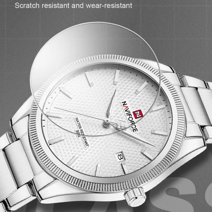Montre tendance NAVIFORCE pour hommes, montre-bracelet à quartz de luxe pour affaires, bracelet en acier inoxydable, étanche, lumineuse, avec calendrier
