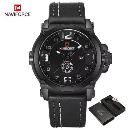 NAVIFORCE NF9099 Military Analog Date Watch Leather Strap