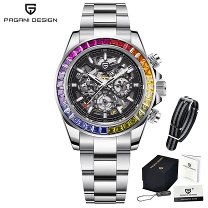 PAGANI DESIGN Montre Automatique Mécanique Homme Acier Inoxydable Étanche Sport 10 Bar Montre Décontractée de Luxe pour Hommes Reloj Hombre