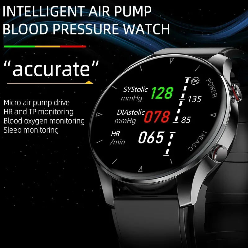 2026 New Blood Pressure Heart Rate Sleep Monitoring Health Smartwatch Men AirPump Airbag IP86 Waterproof Sports Smar twatch