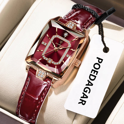 POEDAGAR Original Luxury Women Wristwatch Waterproof Leather Date Woman Watch Elegant High Quality Quartz Women's Watches Reloj