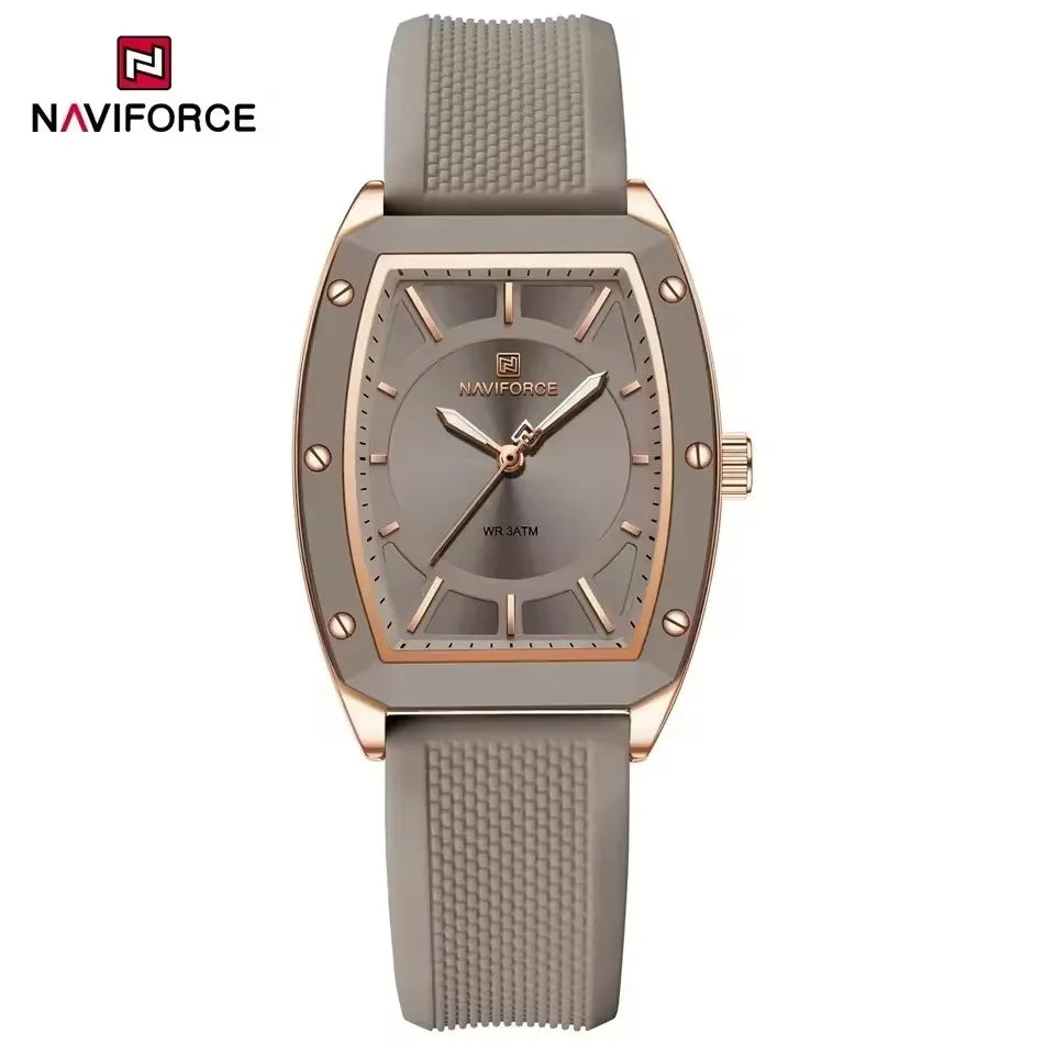 NAVIFORCE 5049 Montre-bracelet à quartz tendance pour femme, décontractée, lumineuse, étanche, bracelet en silicone, montres élégantes pour femme d'affaires