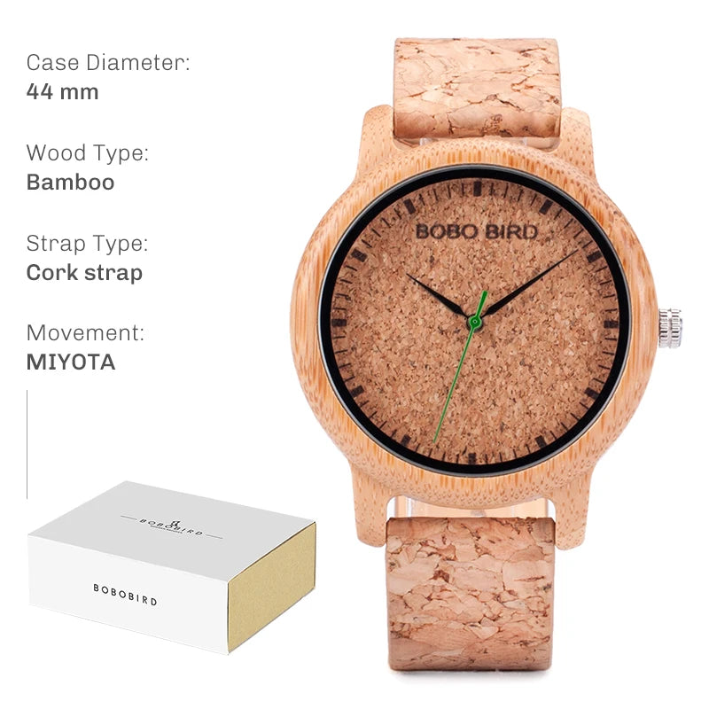 Montre en bois BOBO BIRD pour hommes et femmes Montres en bois unisexes légères fabriquées à la main Offre à durée limitée personnalisée