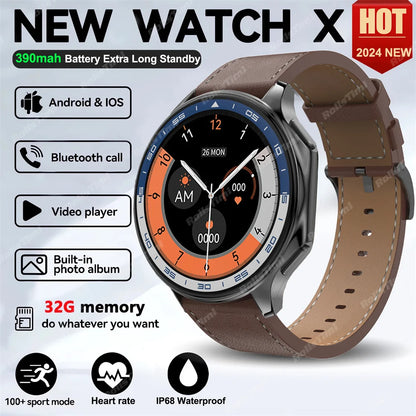 Montre connectée AMOLED 1.43 pouces, vision surround 3D, lecteur avec grande mémoire 4Go, IP68, pour hommes, 2024, nouveaux écouteurs TWS pour OPPO Watch X