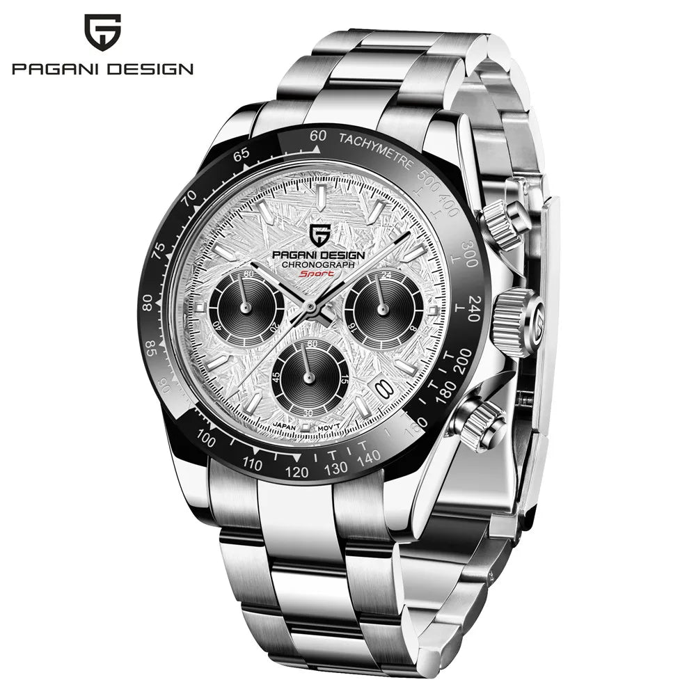 PAGANI DESIGN 2026 NOUVEAU 1664 Montre homme cadran météorite Montre de luxe en saphir à quartz pour hommes Chronographe sport pour hommes Reloj Hombre