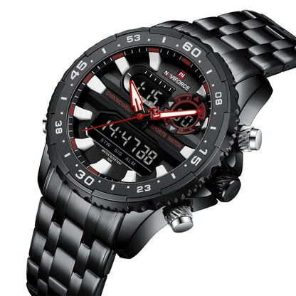 Montre homme NAVIFORCE de marque mode noir or, montres-bracelets de luxe à quartz, sport, étanche, bracelet en acier inoxydable NF9234