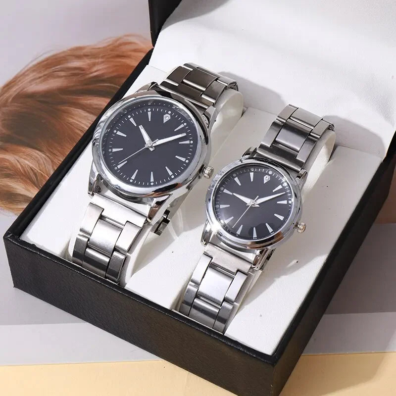 2 Montres de Couple Homme Montre d'Affaires Femme Montre à Quartz Analogique Tendance (Sans Boîte)