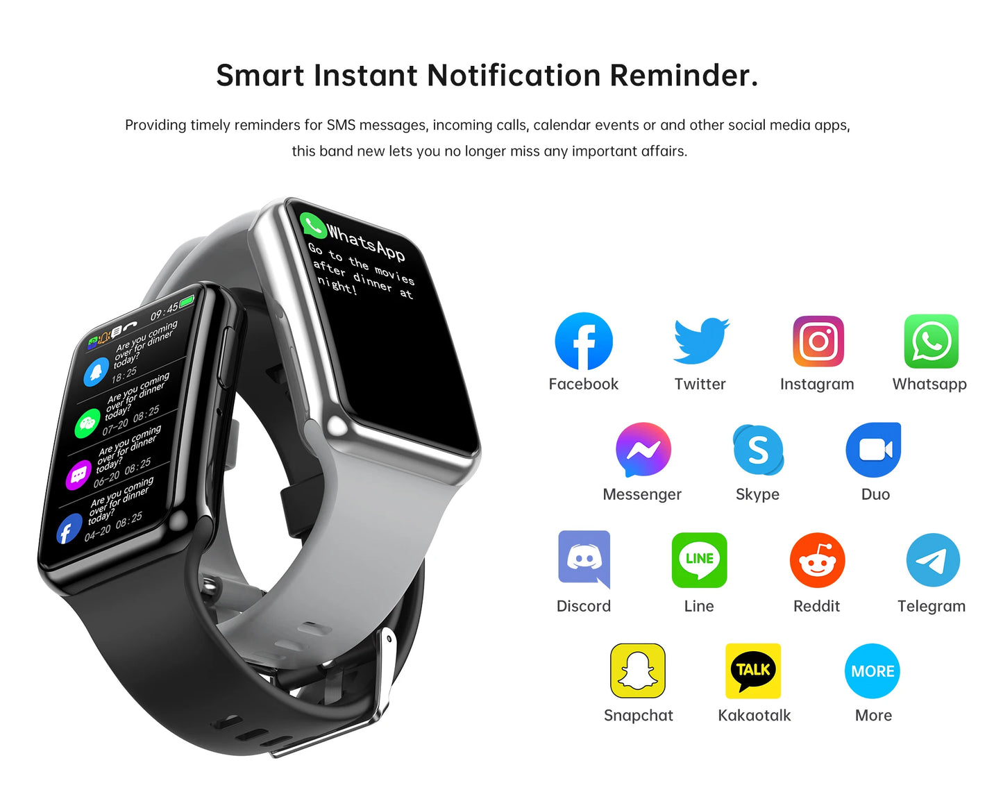 Bracelet intelligent 1,47 pouce avec appel BT, moniteur de fréquence cardiaque, tension artérielle, fitness, sport