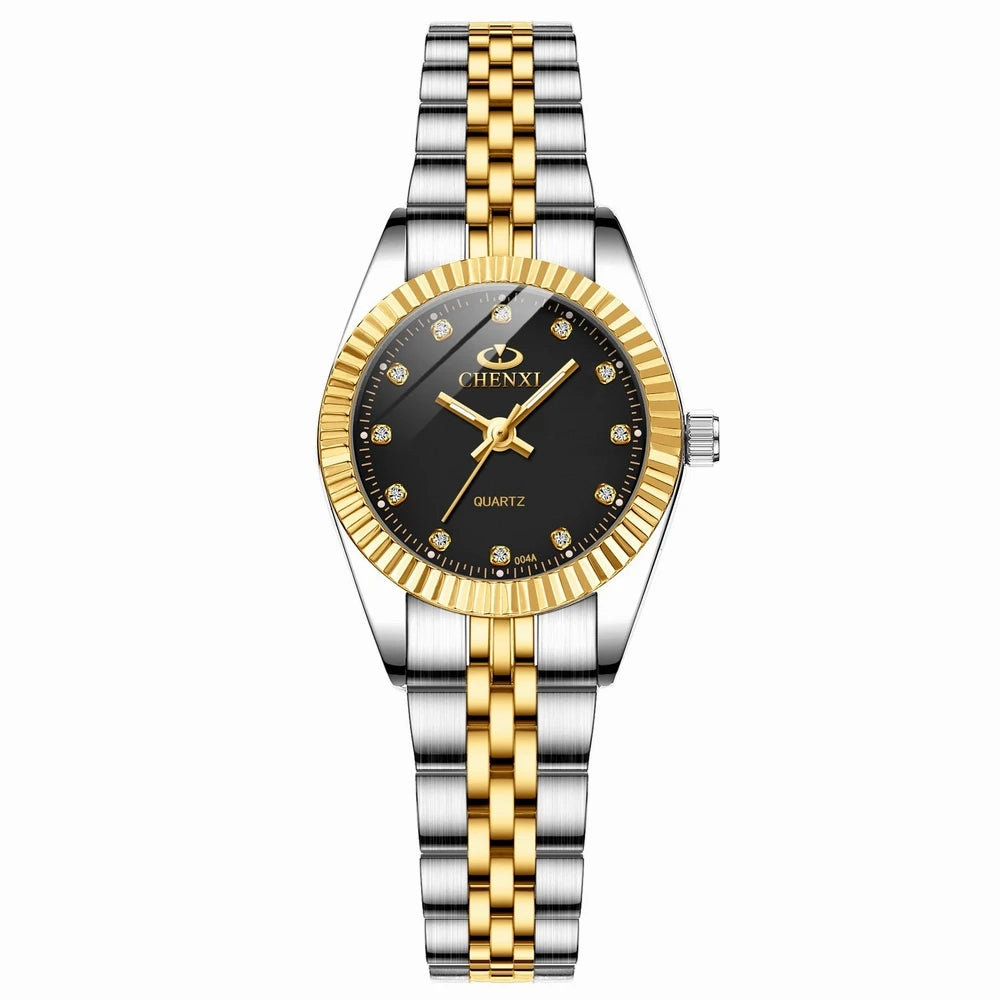ChronoState Golden Aura Rhinestone Quartz Watch for Women