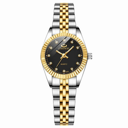 ChronoState Golden Aura Rhinestone Quartz Watch for Women