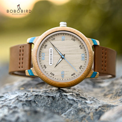 BOBO BIRD Montres en bois de bambou Homme Top Luxe Personnalité Montre-bracelet pour Lui Cadeaux Saint Valentin Horloge Simple Dropshipping OEM
