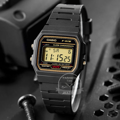Casio F-91WG-9V retro digital watch with classic square case