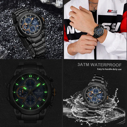 Montre Militaire Homme NAVIFORCE Luxe Étanche Quartz Chronographe Bracelet Montre Masculino Tendance Horloge