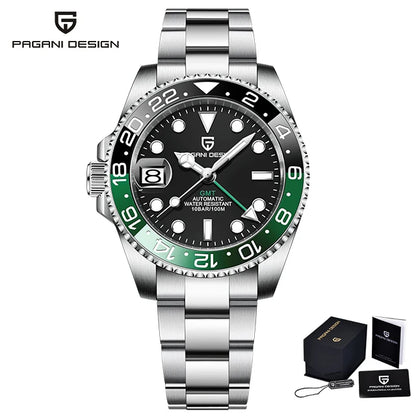 PAGANI DESIGN PD-1662 Montre-bracelet mécanique de luxe GMT pour hommes Verre saphir Acier inoxydable Montres automatiques étanches à 100 m
