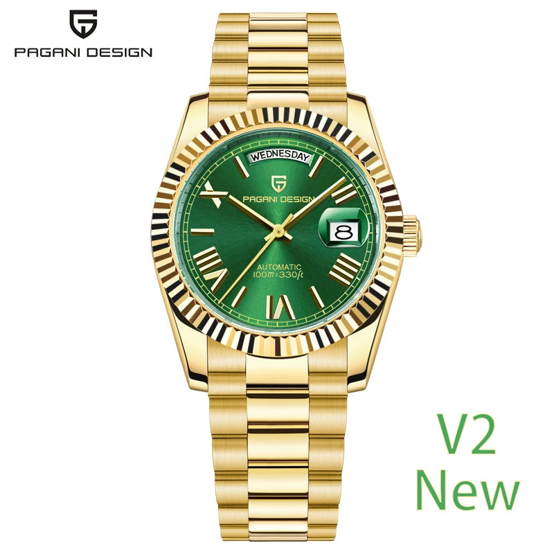 PAGANI DESIGN Nouvelle Montre Automatique DD36 de Luxe en Or Rose pour Homme Montre-Bracelet Mécanique Étanche 10 bars avec Verre Saphir AR