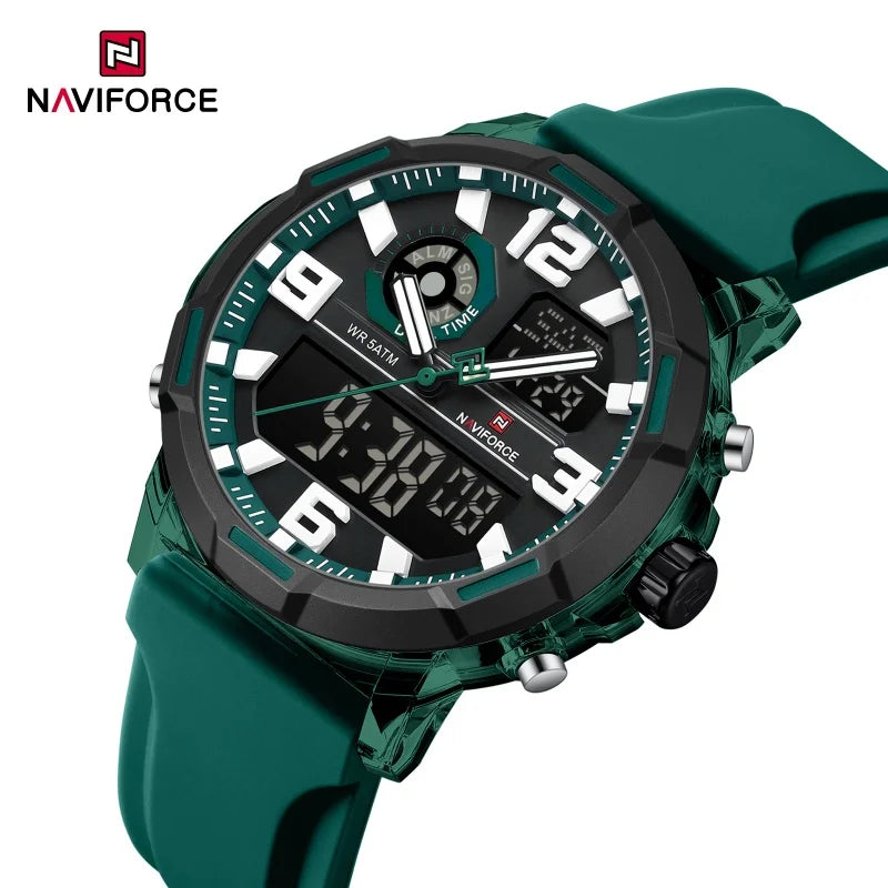 NAVIFORCE 2026 Montre homme nouvelle 5ATM étanche Double affichage Chronographe Réveil Montre-bracelet Montres tendance pour homme NF7130