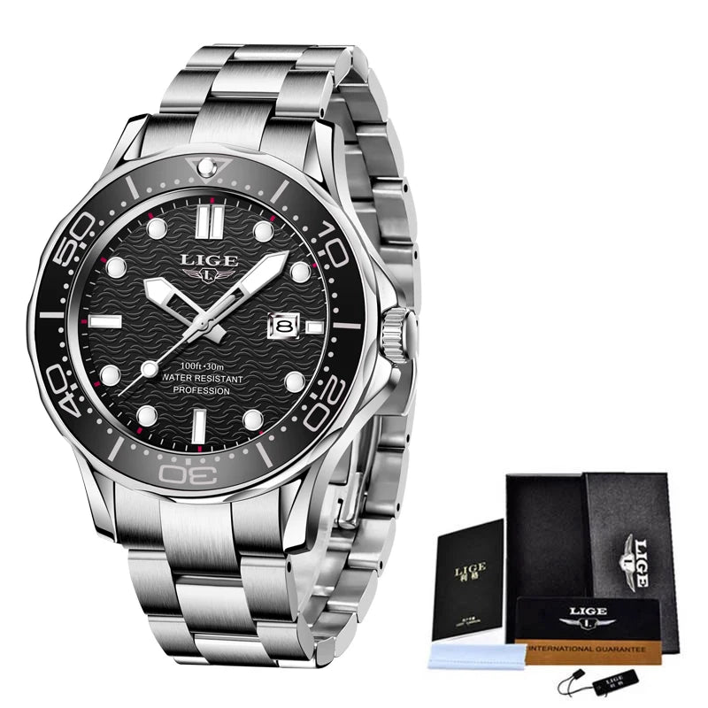 2026 LIGE New Business Mens Watches Top Brand Luxury Dive Watch For Men Waterproof Date Clock Sport Watch Relogio Masculino+Box
